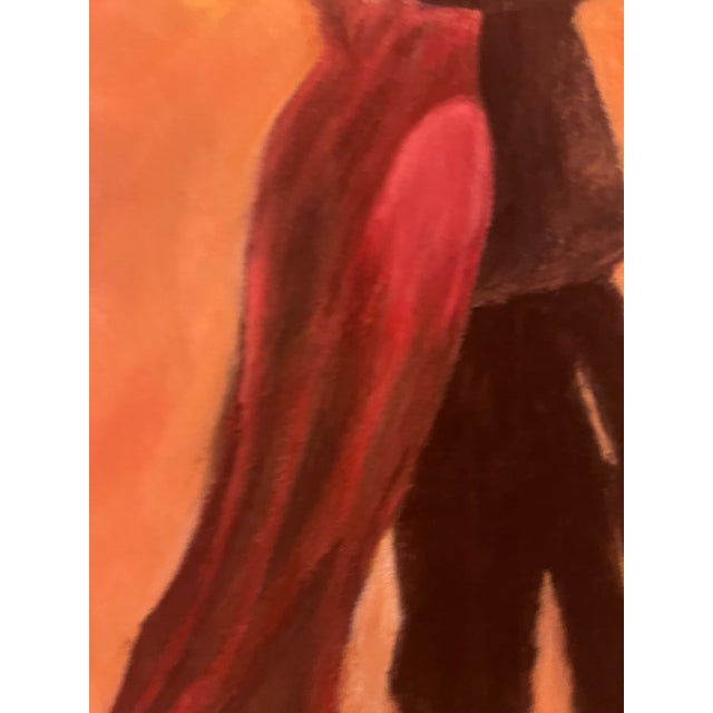 Art Deco Tango Dancers Original Pastel Painting – Couple in Red & Black, Warm Terracotta Wall Art For Sale - Image 3 of 9