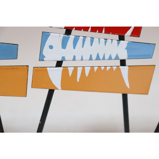 Set of Four Italian Modern Enamel and Steel "Fish" Mounted Coat Hooks by Siva For Sale - Image 10 of 12