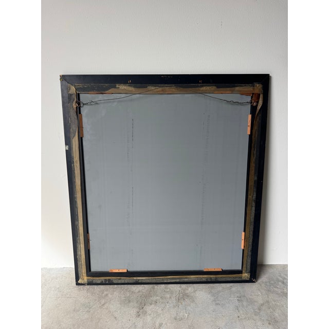 1960s Hollywood Regency Black Framed Distressed Wall Mirror For Sale - Image 12 of 12