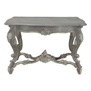 19th Century French Régence Hand-Carved & Painted Center Table For Sale