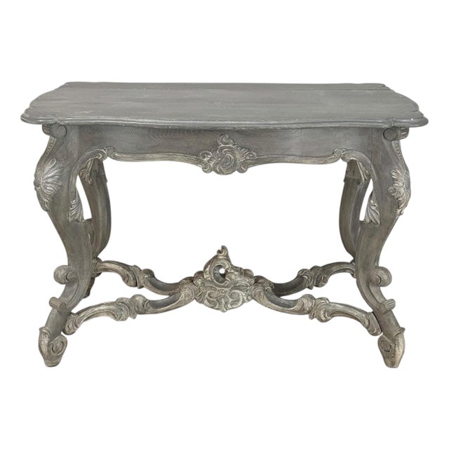 19th Century French Régence Hand-Carved & Painted Center Table For Sale