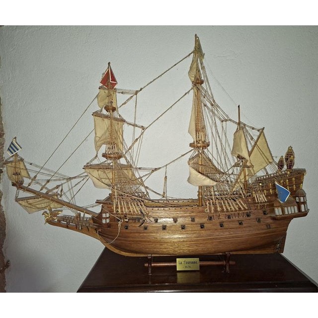 Brown Large Model of the Ship La Couronne French Vessel, 1636 For Sale - Image 8 of 9