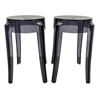 Kartell Charles Ghost Stool Smoke Grey 18 In For Sale
