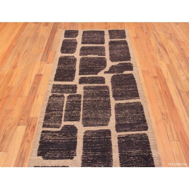Textile Nazmiyal Collection Tribal Primitive Geometric Block Design Modern Runner Rug For Sale - Image 7 of 8