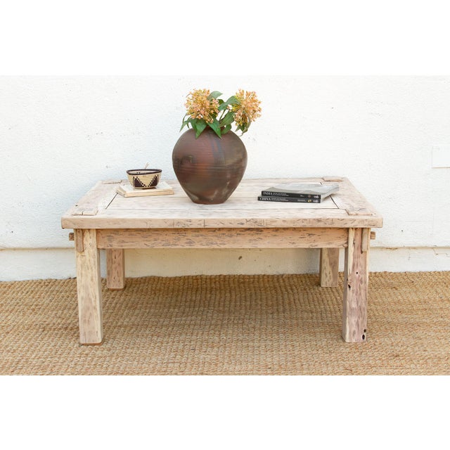 Coastal Bleached Teak Coastal Rustic Coffee Table For Sale - Image 3 of 18
