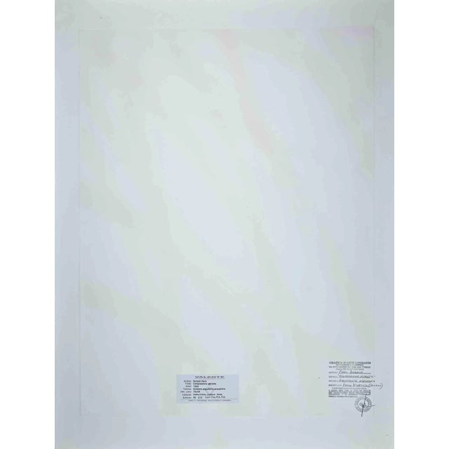 Abstract composition is a color etching and aquatint on paper, realized in 1990 by the Italian graphic master Piero...