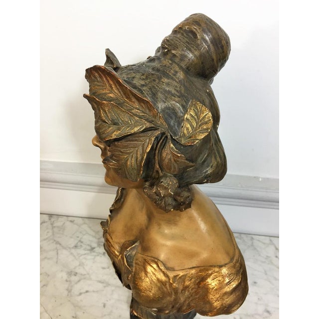 Friedrich Goldscheider, Girl with Flowers Bust, 1900, Terracotta For Sale - Image 3 of 15