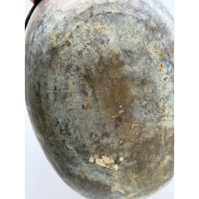 1920s Antique Hammered Brass Cache Pot For Sale - Image 5 of 9