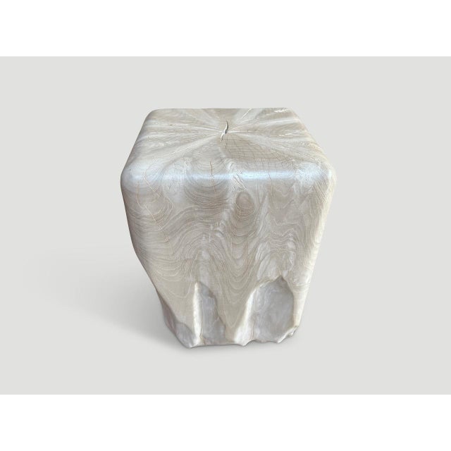 Andrianna Shamaris Sculptural Bleached Teak Wood Side Table For Sale - Image 10 of 18