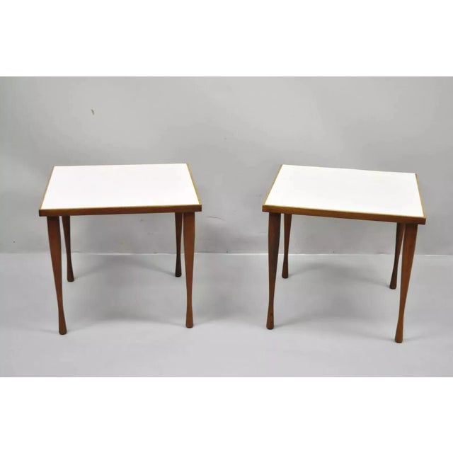 Hans C Andersen Danish Mid Century Modern Teak & Formica Snack Side Table - Pair For Sale - Image 12 of 12