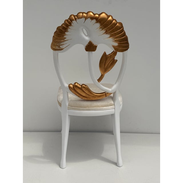 1980s Set of Four Hollywood Regency Carved Lotus Chairs For Sale - Image 9 of 12