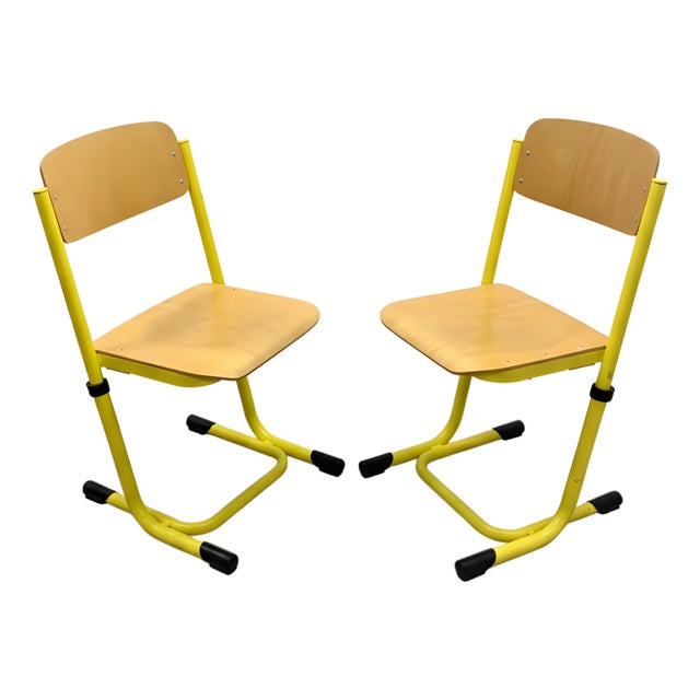 Chairs in Metal & Veneer, 1980s, Set of 2 For Sale