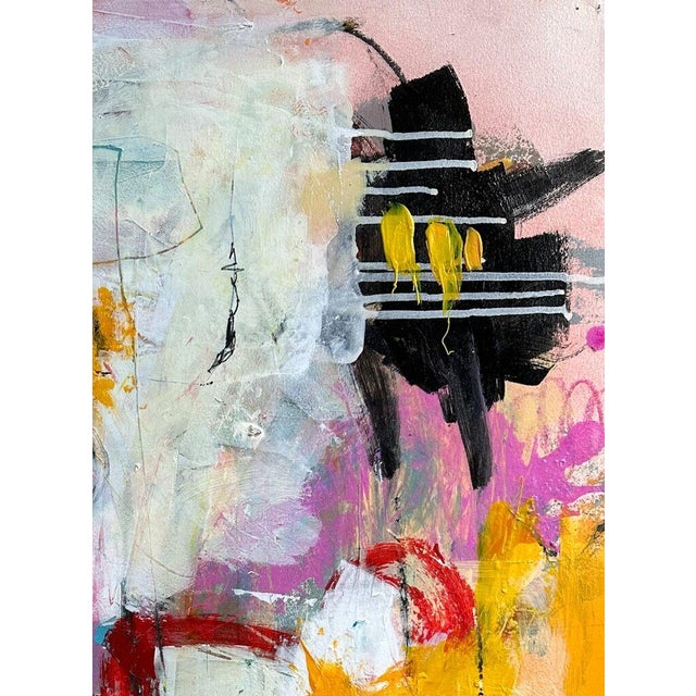 2020s Christiane Corcelle "Orquevaux White Whispers 2" Mixed Media on BFK Paper, Framed Abstract Painting in White, Yellow and Red, 2024 For Sale - Image 5 of 9