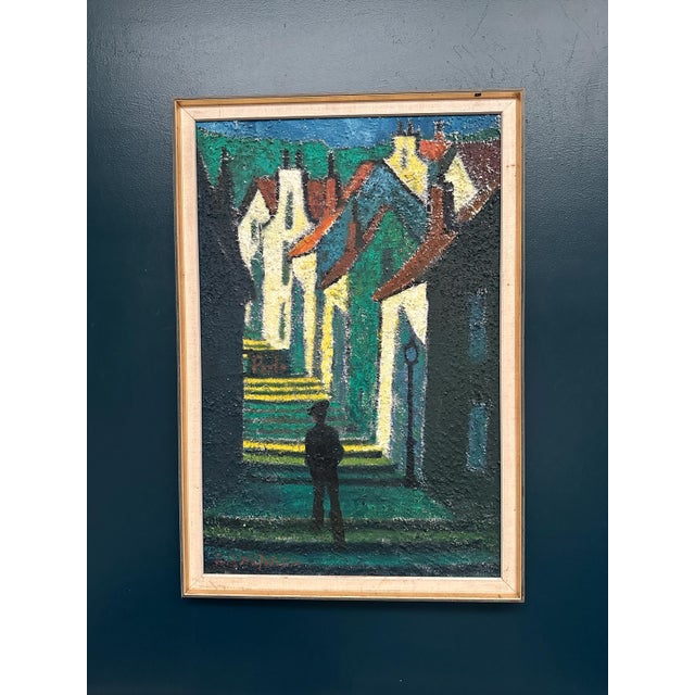 Erik Håfström, Promenad Mellan Hus, 1950s, Oil on Panel, Framed For Sale - Image 14 of 16
