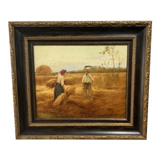 Early 20th Century Figurative Landscape Oil Painting by Jose Maria Jardines, Framed For Sale