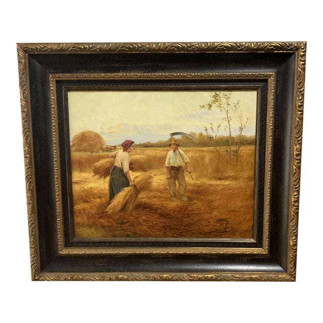 Early 20th Century Figurative Landscape Oil Painting by Jose Maria Jardines, Framed For Sale
