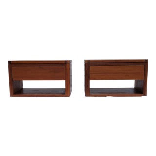 Mid 20th Century Floating Teak Nightstands - a Pair For Sale