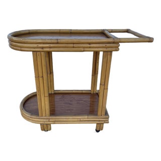 1950s Mid Century Bamboo Bar Cart For Sale