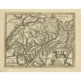 Antique Engraved Map of Helvetia or Switzerland, 1729 For Sale