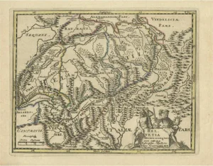 Antique Engraved Map of Helvetia or Switzerland, 1729