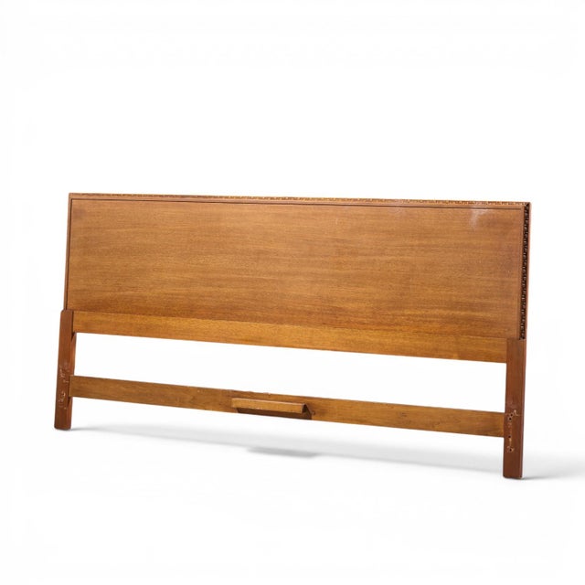 Mid-Century Modern Frank Lloyd Wright for Henredon Taliesin Mid Century Mahogany King Headboard For Sale - Image 3 of 3