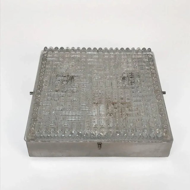 Mid-Century Italian Crystal Glass & Steel Squared Sconce, 1970s For Sale - Image 6 of 11