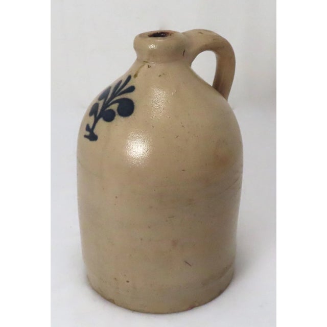 Antique Late 19th Century American Blue Decorated Stoneware 1 Gallon Liquor Jug For Sale - Image 4 of 13