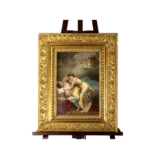 Jean Baptiste Antoine Emile Beranger, Neoclassical Romantic Love Scene, 19th Century, Oil on Canvas For Sale - Image 3 of 10