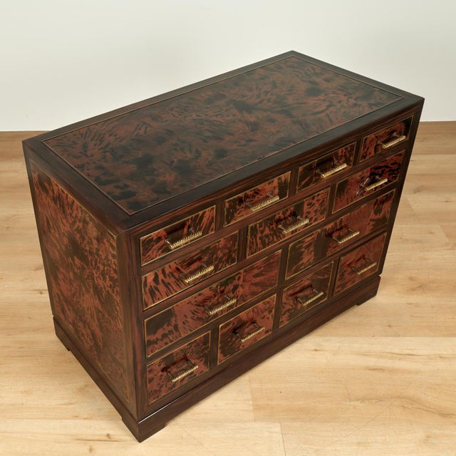 Wood Vintage Faux Tortoiseshell and Rosewood Chest of Drawers For Sale - Image 7 of 17
