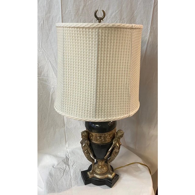 Maitland Smith Vintage Black Marble Lamp With Maenad Figures. For Sale - Image 13 of 13