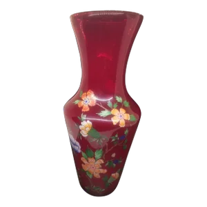 Vintage Norleans Ruby Glass Vase, Made in Italy
