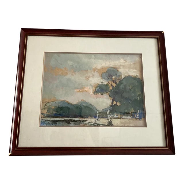 Paul Corpus, Versailles, 1920s, Gouache and Watercolor, Framed For Sale