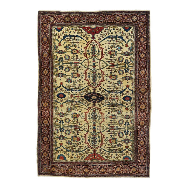 Antique Persian Farahan Sarouk Rug 4’4" X 6’6" For Sale