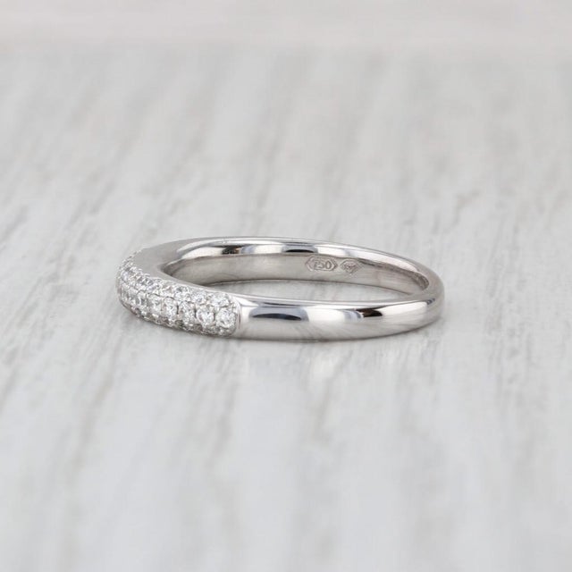 2010s 0.50ctw Pave Diamond Wedding Band 18k White Gold Size 6.5 Ring Stackable For Sale - Image 5 of 8