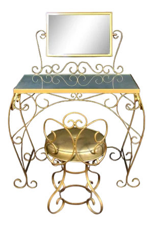 Decorative Metal Vanity and Chair