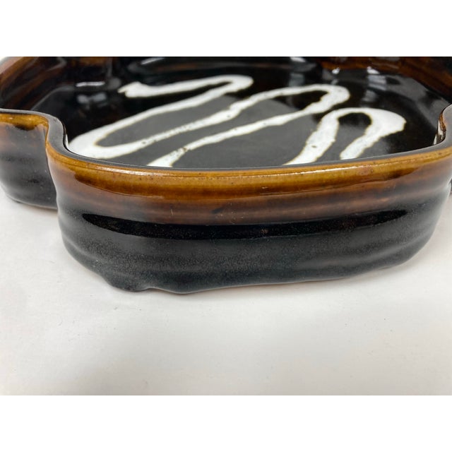 1970s Vintage Japanese Glazed Pottery Sweets Tray For Sale - Image 5 of 9