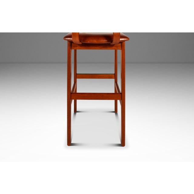 Rare Mid-Century Danish Modern Barstool in Teak & Leather by Knud Bent for Korup Stolefabrik, Denmark, C. 1960s For Sale - Image 12 of 18
