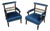 Set of Blue Armchairs, 1830s For Sale