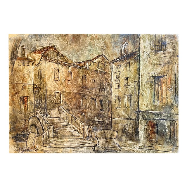 Vivaldo Martini, City Facades, Oil on Canvas, 1963 For Sale