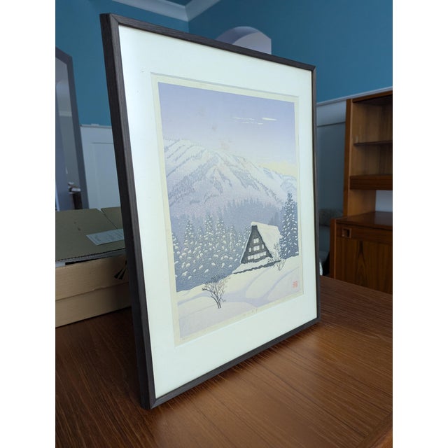 Signed LTD Ed Shūhū Miyamoto "Takayama Snowscape" Woodblock Print — Dated 1985 For Sale - Image 4 of 16