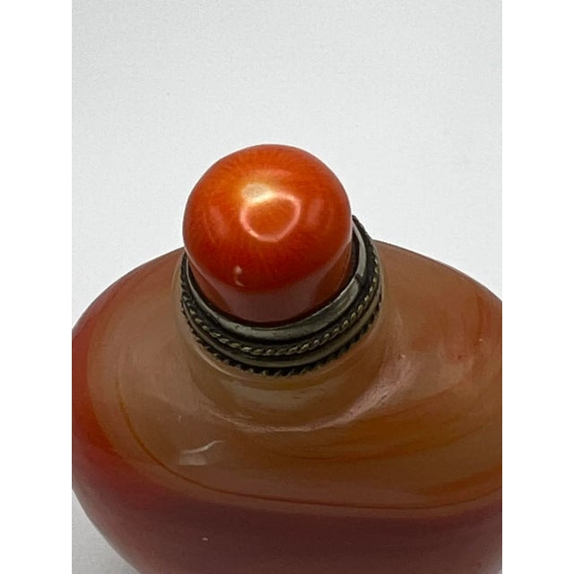 Orange Early 20th Century Orange Glass Snuff Bottle Imitating Banded Agate Made for the Mongolian Market For Sale - Image 8 of 11