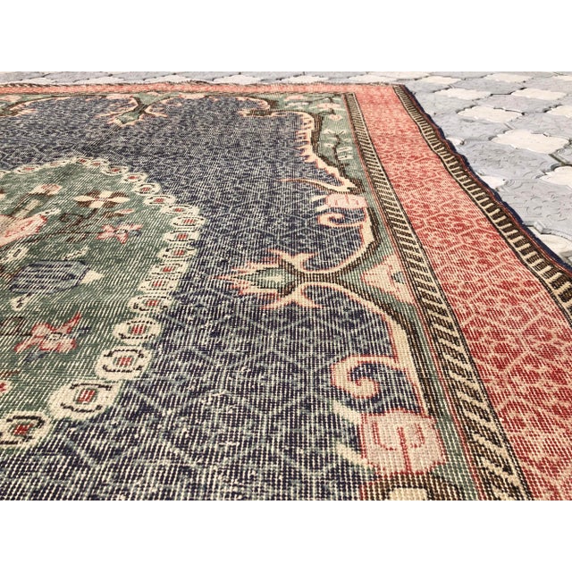 Vintage Oushak Brick Red Wool Rug For Sale In Tampa - Image 6 of 9