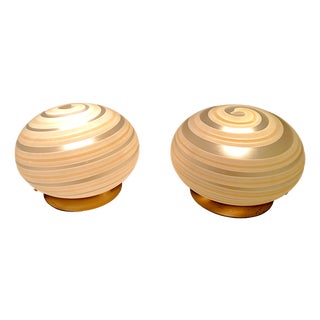 Spiral Murano Glass Lamps from Manifattura di Murano, 1970s, Set of 2 For Sale