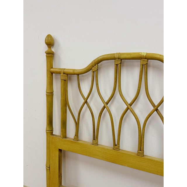 Mid 20th Century Mid 20th Century Coastal, Yellow Faux Bamboo, Hollywood Regency, Twin Headboard, Woven Details For Sale - Image 5 of 10