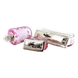 Toiletry Set in Cut Glass, Set of 3 For Sale