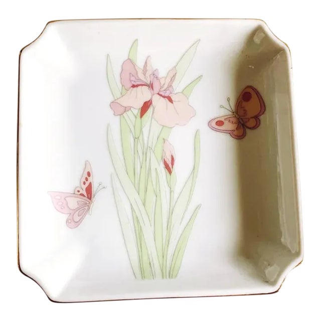 1960s Iris Foral Porcelain Plate For Sale