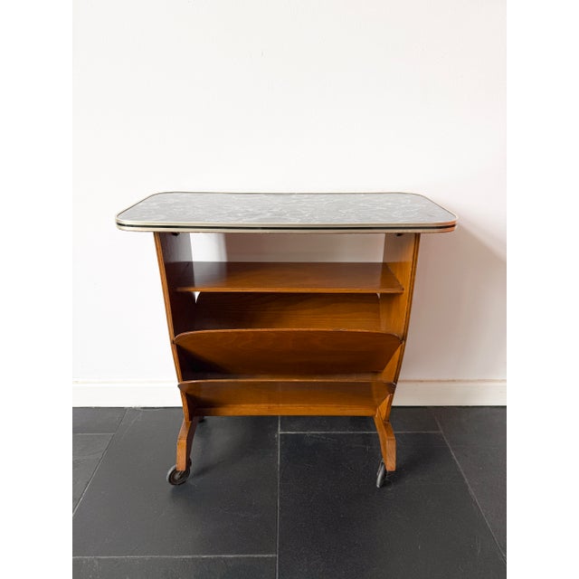 Mid-Century Modern Bar Cart with Marble-Effect Top, 1950s For Sale - Image 10 of 14