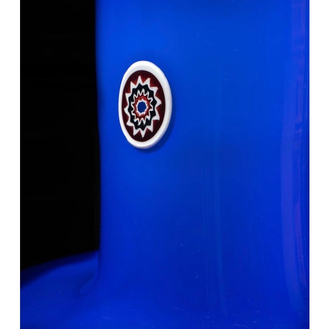 Glass 1960s Mid-Century Modern Blue Lattimo Pendant Lamp by Alessandro Pianon for Vistosi For Sale - Image 7 of 8