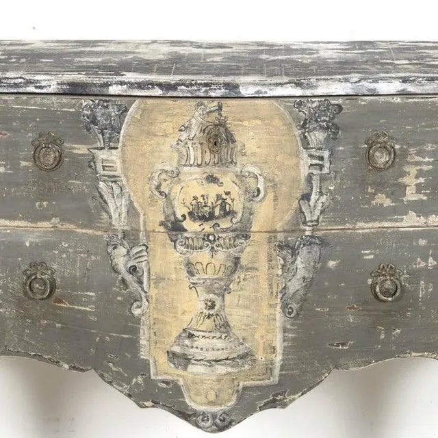 Antique French Louis XV Style Painted Commode Sauteuse For Sale - Image 9 of 13