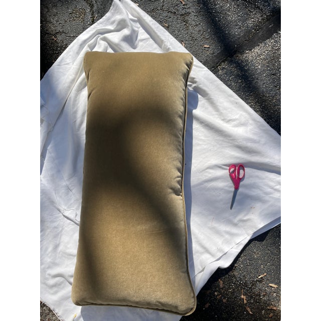 This beautiful khaki mohair floor cushion is the perfect neutral for any floor or couch. It is filled with dacron and...